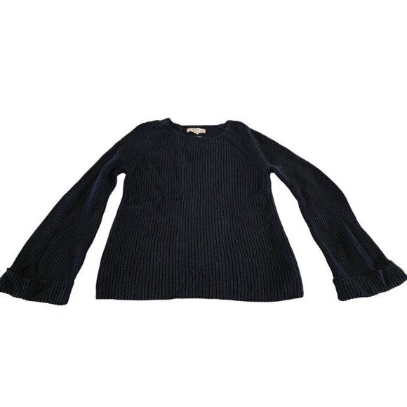 NWT Loft Ann Taylor Womens Bell Cuff Sweater Size Medium Dark Navy Blue - Picture 1 of 9